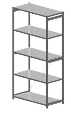 RAYONNAGES POLYVALENTS - Charges légères - SIGMA échelles ouvertes élément départ 5 tablettes H.200xL.129xP.38,8cm,échelles coloris anthracite et tablettes coloris gris clair