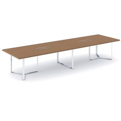 Gamme P1 - Tables de réunion - P1 Table de réunion L.420xP.120cm sur 2 pieds centraux + 1 pied intermédiaire. capacité 14 personnes. 2 top access