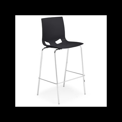 POLYPROPYLENE - TABOURETS  - GLOSSY tabouret haut polypropylène coloris coloris anthracite brillant, structure chromée