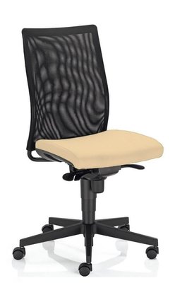 OPERATIVE - Dossier résille - ZEN MESH siège opérative synchrone décalé avec translation d'assise, tissu beige, dos résille noire, structure nylon noir -
