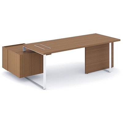 Gamme P1 - Tables de bureau - P1 Ensemble de bureau 204x150cm. crédence retour à droite. top access. avec voile de fond