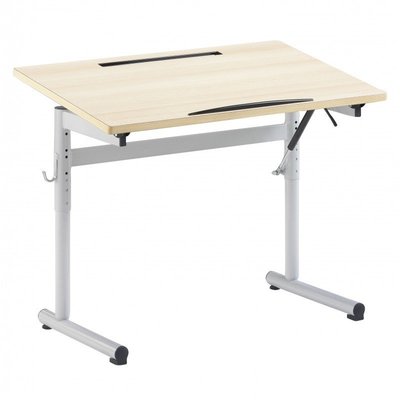 SCOLAIRE - Apprendre - Table à dessin ERGON HR plat. ép.21 mm strat. chant bois - 100x60 cm - T4 à T7