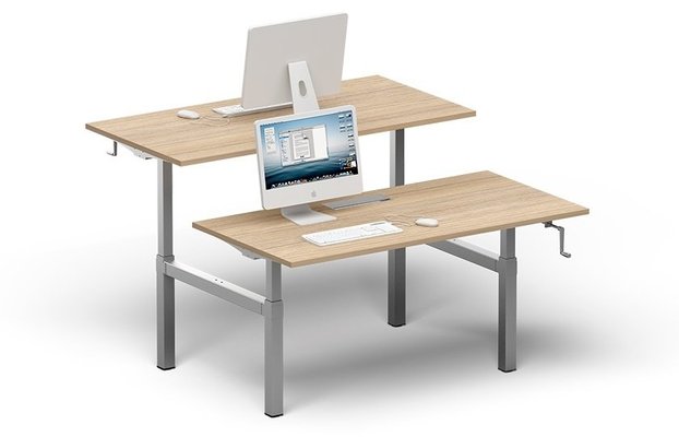Table assis debout plateau acacia 120x80 réglage électrique standard de 68  à 118 cm / structure aluminium