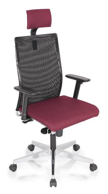 OPERATIVE - Dossier résille - ZEN MESH MANAGER fauteuil manager avec accotoirs synchrone décalé avec translation d'assise, tissu framboise, dos résille noi