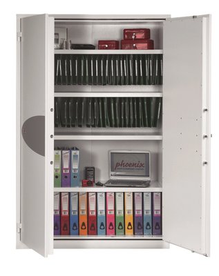 COFFRES-FORTS - Armoires fortes ignifuges - Armoire forte ignifuge L.123xP.52xH.195cm - 851 Litres / 194kg - 2 portes serrure à clé, 4 tablettes, coloris blanc