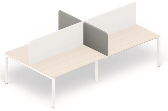 PANNEAUX ECRANS POUR BENCH - Tissu acoustique - Kit 2 panneaux-écrans SUPER ACOUSTIQUE BENCH transversaux, L.80xH.53cm, tissu gris clair, structure aluminium