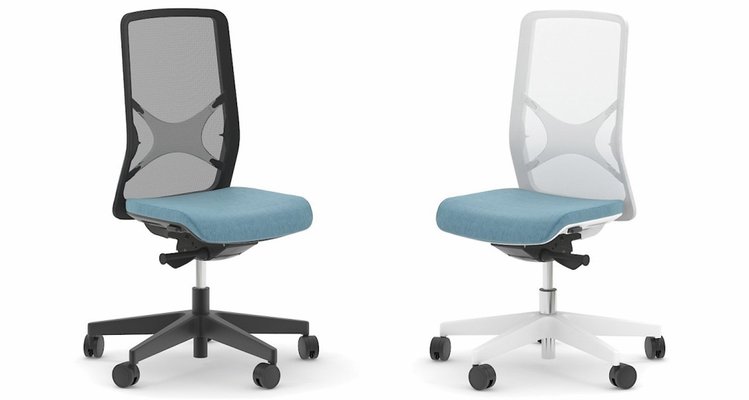 OPERATIVE - Dossier résille - Siège EOLE synchrone soutien lombaire RH-Assise réglable en profondeur-Pied, cadre polypro du dossier et résille Blanc Tissu 