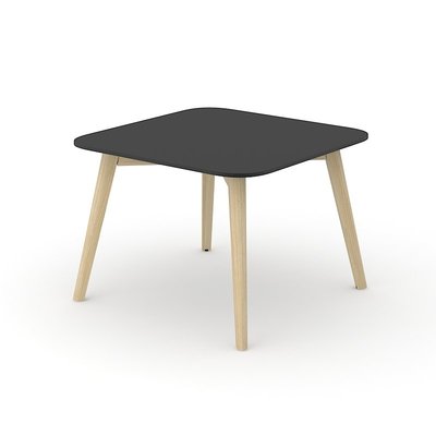 TABLES BASSES - Pieds bois - COSY Table basse carrée 70x70 - H48cm - Plateau FENIX Noir chant Noir