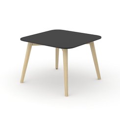 TABLES BASSES - Pieds bois - COSY Table basse carrée 70x70 - H48cm - Plateau FENIX Noir chant Noir