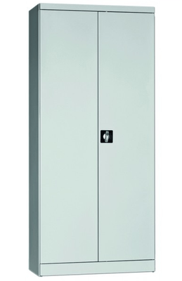 ARMOIRES PORTES BATTANTES - Métalliques - Armoire monobloc métal portes battantes, 4 tablettes L.92xH.195xP42cm gris clair