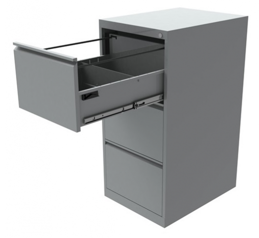 Classeur monobloc métal, 3 tiroirs, L47xP62xH101cm - aluminium