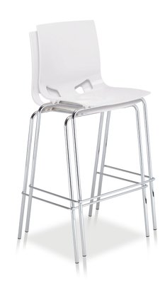 POLYPROPYLENE - TABOURETS  - GLOSSY tabouret haut polypropylène coloris coloris blanc brillant, structure chromée