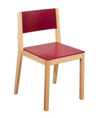 HEBERGEMENT - Gamme JADE - Chaise 4 pieds - Hêtre verni / Fuchsia
