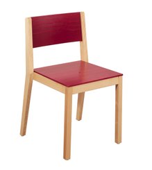 HEBERGEMENT - Gamme JADE - Chaise 4 pieds - Hêtre verni / Fuchsia