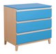 HEBERGEMENT - Gamme JADE - Commode 3 tiroirs - Hêtre verni / Bleu France