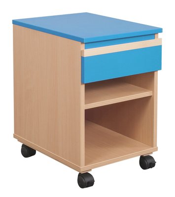 HEBERGEMENT - Gamme JADE - Caisson mobile - Hêtre verni / Bleu France