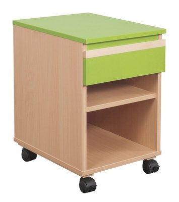 HEBERGEMENT - Gamme JADE - Caisson mobile - Hêtre verni / Vert Pomme