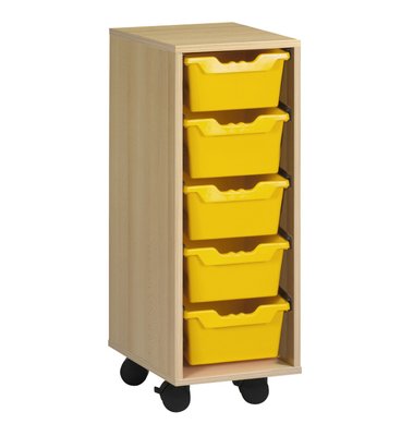 CRECHE ET MATERNELLE - Gamme PICCOLO - Meuble 5 Bacs jaunes