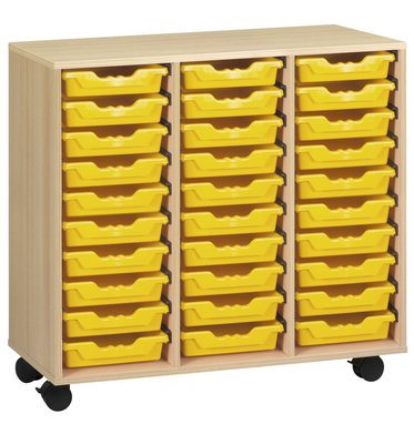 CRECHE ET MATERNELLE - Gamme PICCOLO - Meuble 30 Bacs jaunes