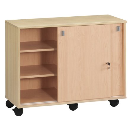 CRECHE ET MATERNELLE - Gamme PICCOLO - Meuble bas portes coulissantes L 120 - H 89 - Hêtre