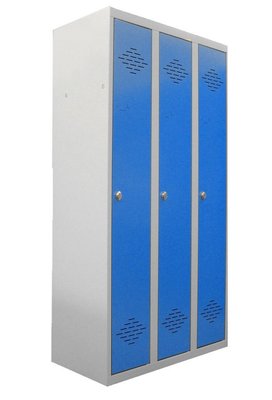 SCOLAIRE - Armoires / Vestiaires - VESTIAIRE MONOBLOC INDUSTRIE PROPRE 3 COLONNES PORTE BLEU