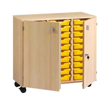 CRECHE ET MATERNELLE - Gamme PICCOLO - Meuble 30 Bacs jaunes