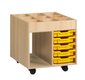CRECHE ET MATERNELLE - Gamme PICCOLO - Chariot mobile 5 bacs - (Bacs jaunes)