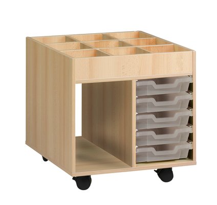 CRECHE ET MATERNELLE - Gamme PICCOLO - Chariot mobile 5 bacs - (Bacs transparents)