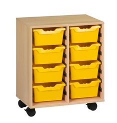 CRECHE ET MATERNELLE - Gamme PICCOLO - Meuble 2 colonnes à 8 bacs - (Bacs jaunes)