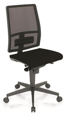 OPERATIVE - Dossier résille - T.LINE siège opérative synchrone décalé avec translation d'assise, tissu noir, dos résille noire, structure nylon noir