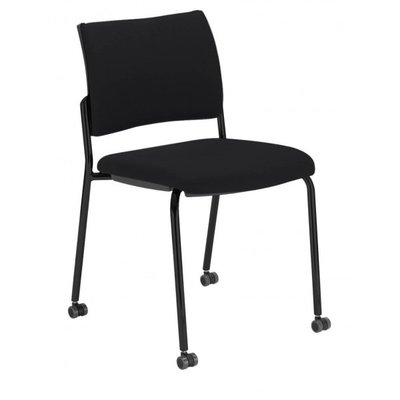 VISITEURS ET FONCTIONNELS - Sur roulettes - ZEN TISSU chaise 4 pieds sur roulettes, tissu noir, structure noire