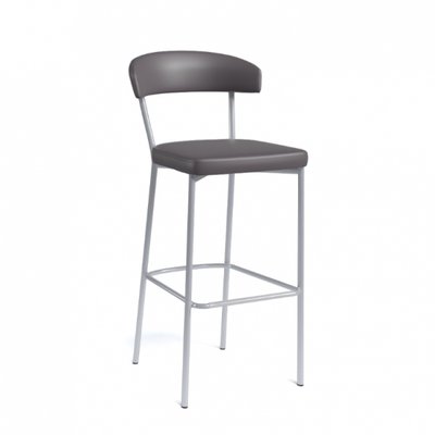 CHAISES ET TABOURETS - Pour tables hauteurs 105 ou 110 cm - Chaise haute CONFORT, hauteur assise 80cm, structure epoxy aluminium, revêtement peau synhtétique noir - sur délai