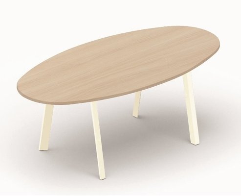TABLES DE REUNION - Ovale - K8 table ovale 200x100cm, plateau acacia, structure blanc