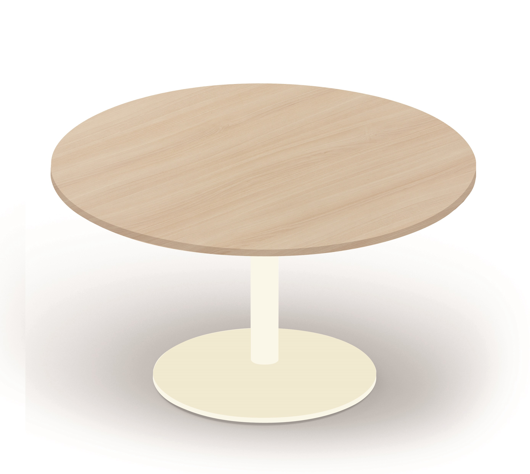 Table ronde diamètre 110cm sur pied colonne acacia/blanc
