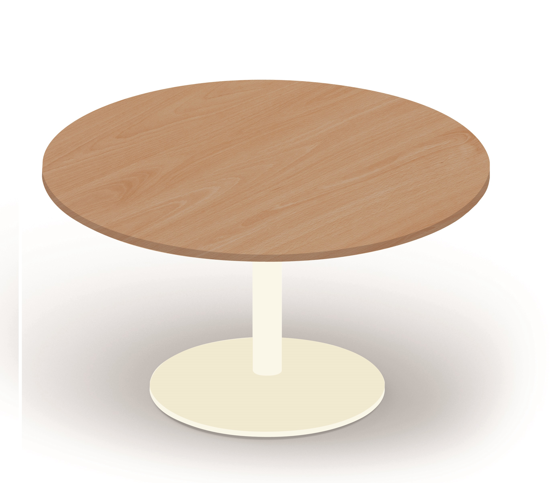 Table ronde diamètre 110cm sur pied colonne hêtre/blanc