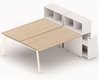 POSTES BENCH - Série K8 - K8 Bench départ avec niche sur rangement personnel 156x80cm encombrement 156x165cm, plateau acacia, structure blanc