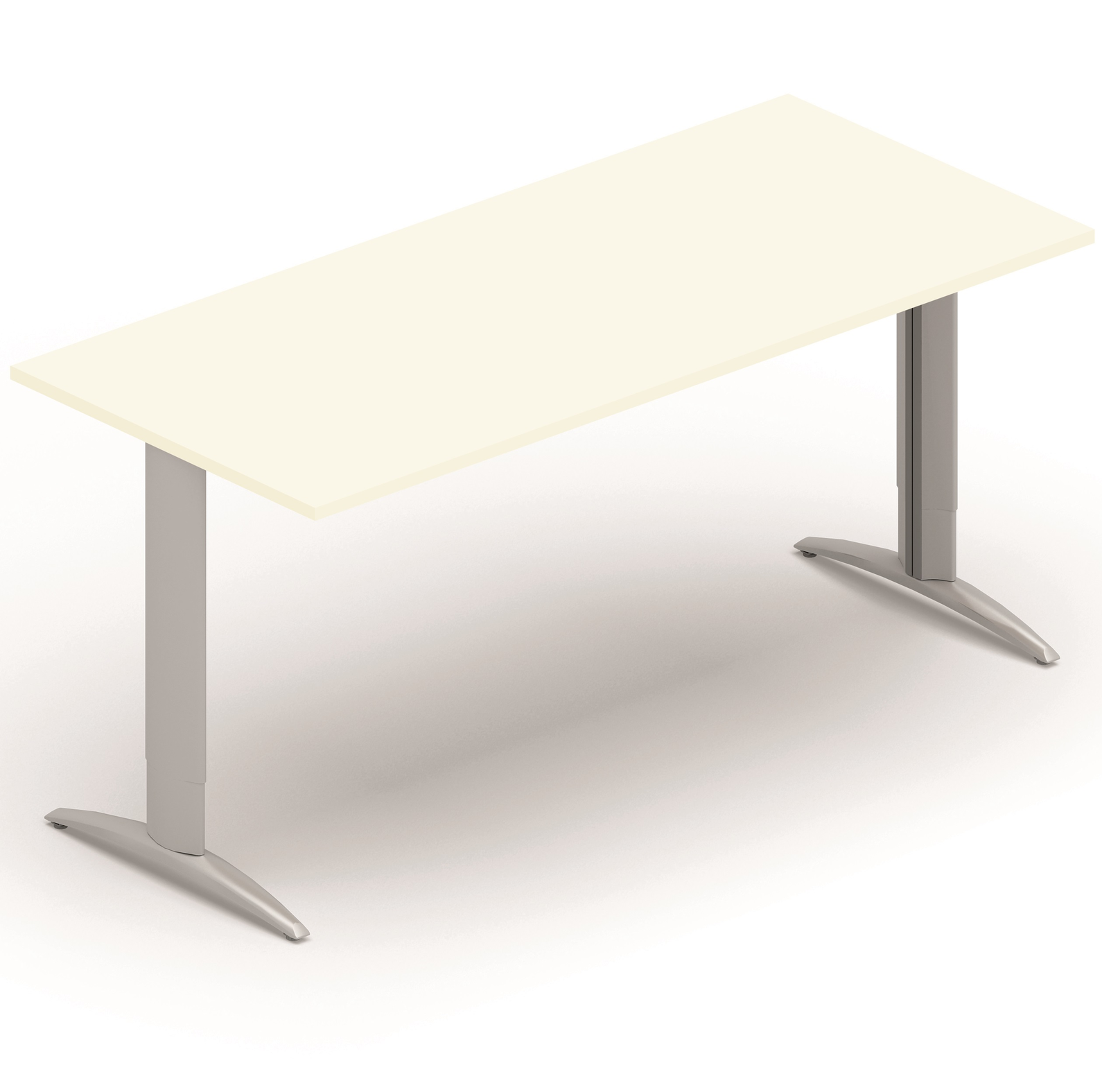 Plan droit 160x80cm réglable en hauteur de 66 à 86cm blanc/aluminium