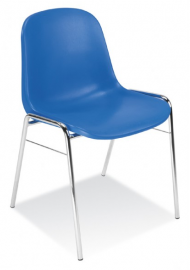 VISITEURS ET FONCTIONNELS - 4 Pieds - ALPHA chaise coquepolypropylène bleu, structure chromée