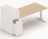 Gamme K2 - Plans droits - Plan droit 196x80cm avec rangement personnel + niche juxtaposée, plateau acacia, structure aluminium