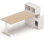 Gamme K2 - Plans droits - Plan droit 196x80cm avec rangement personnel + niche juxtaposée, plateau acacia, structure aluminium