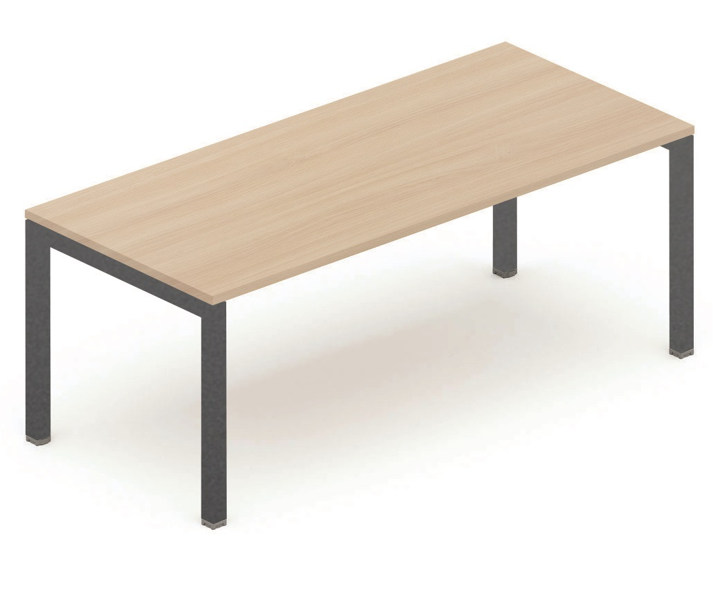 K3 plan droit 180x80cm, réglable en hauteur de 65 à 85cm, plateau acacia, structure anthracite