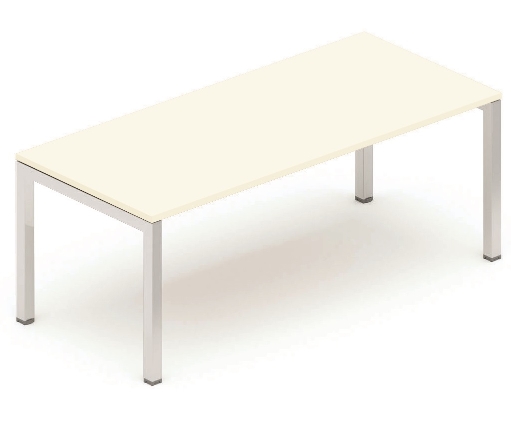 K3 plan droit 180x80cm, réglable en hauteur de 65 à 85cm, plateau blanc, structure aluminium