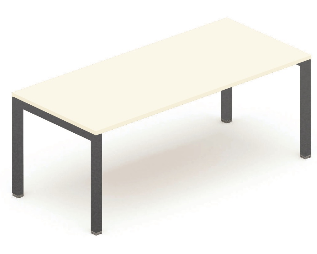 K3 plan droit 180x80cm, réglable en hauteur de 65 à 85cm, plateau blanc, structure anthracite