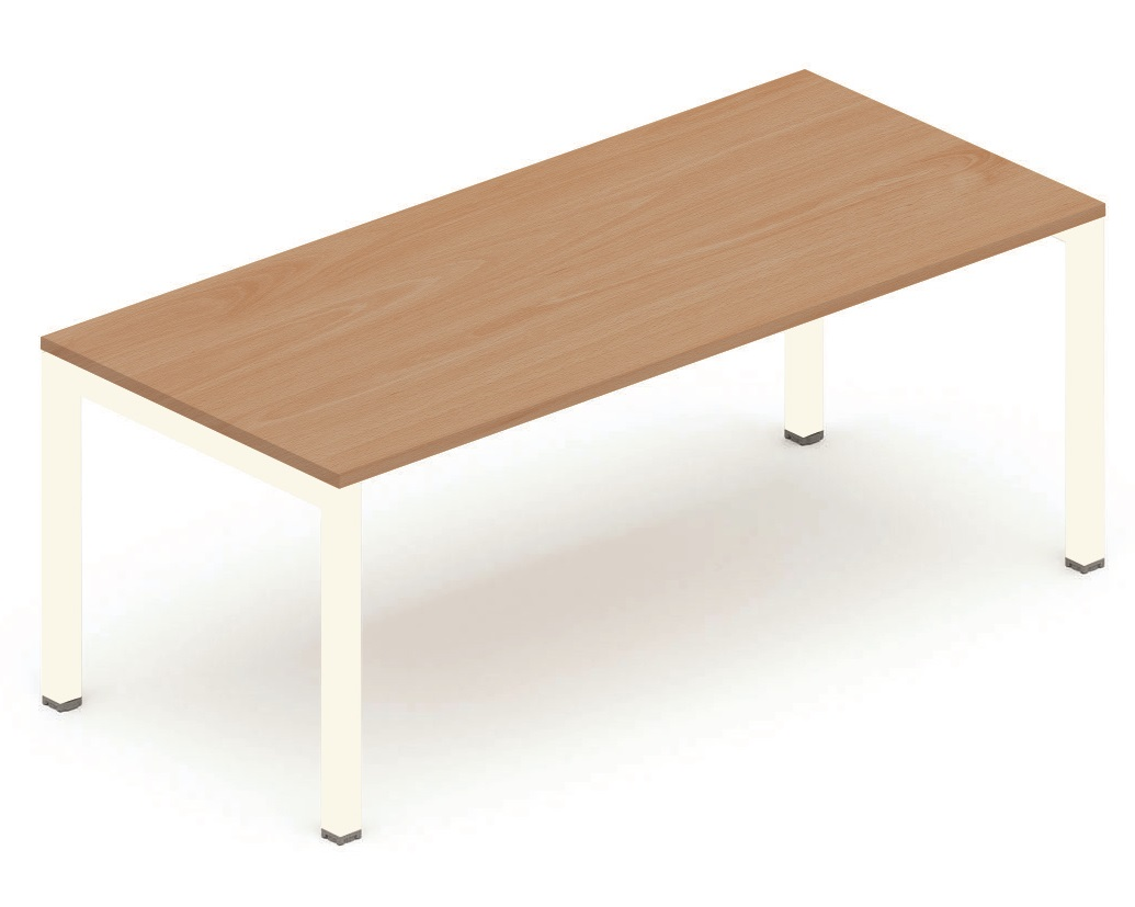 K3 plan droit 180x80cm, réglable en hauteur de 65 à 85cm, plateau hêtre, structure blanc