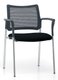 VISITEURS ET FONCTIONNELS - 4 Pieds - Fauteuil FLASH avec accotoirs structure chrome, assise tissu noir dossier résille noir - sur délai