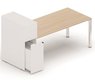 SERIE K3 - Plans droits - Plan droit 196x80cm avec rangement personnel + niche juxtaposée, plateau acacia, structure aluminium