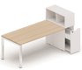 SERIE K3 - Plans droits - Plan droit 196x80cm avec rangement personnel + niche juxtaposée, plateau acacia, structure aluminium