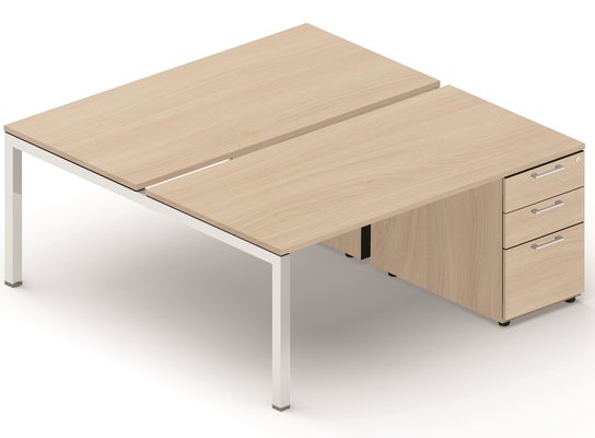 POSTES BENCH - Série K3 - K3 Bench départ sur caisson porteur bois 160x80cm encombrement 160x165cm, plateau acacia, structure aluminium