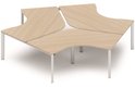 SERIE K7 - Plans compacts - Ensemble de 3 compacts 120° symétrique 120x120/80cm structure pied d'angle, plateau acacia, structure aluminium