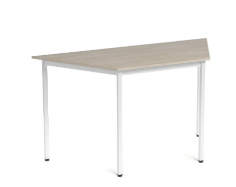 TABLES POLYVALENTES - Déco - Table polyvalente DECO trapèze 140x70x70cm, structure epoxy blanc mat, plateau mélamine acacia - sur délai